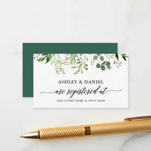 Calligraphy Green Botanical Wedding Registry Enclosure Card