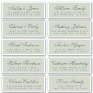 Calligraphy Green Wedding Guest Address Labels
