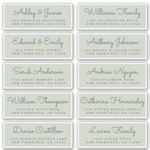 Calligraphy Green Wedding Guest Address Labels