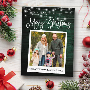 Calligraphy Green Wood Lights Instant Camera Photo Postcard