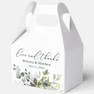 Calligraphy Greenery Wedding Love Thanks Gable Favour Box