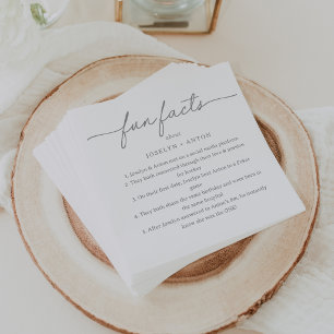 Calligraphy Grey Trivia Fun Facts Wedding  Napkins