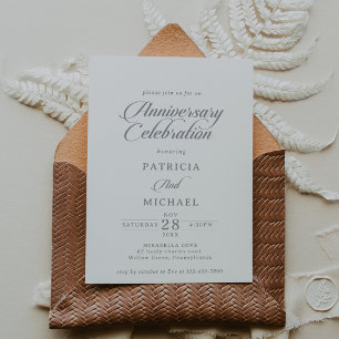 Calligraphy Grey Wedding Anniversary Celebration Invitation