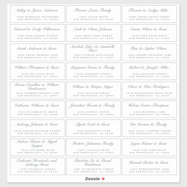 Calligraphy Guest Address Labels ORDER 8” or 14”! (Sheet)