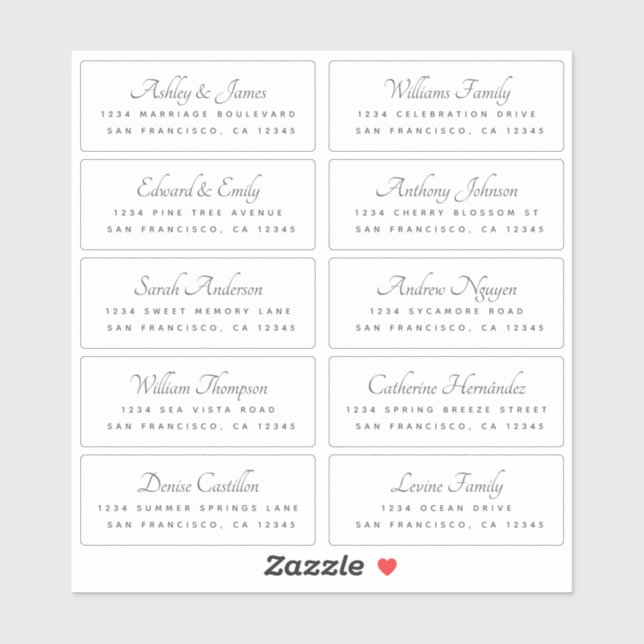 Calligraphy Guest Address Labels ORDER ON 6" or 8" (Sheet)