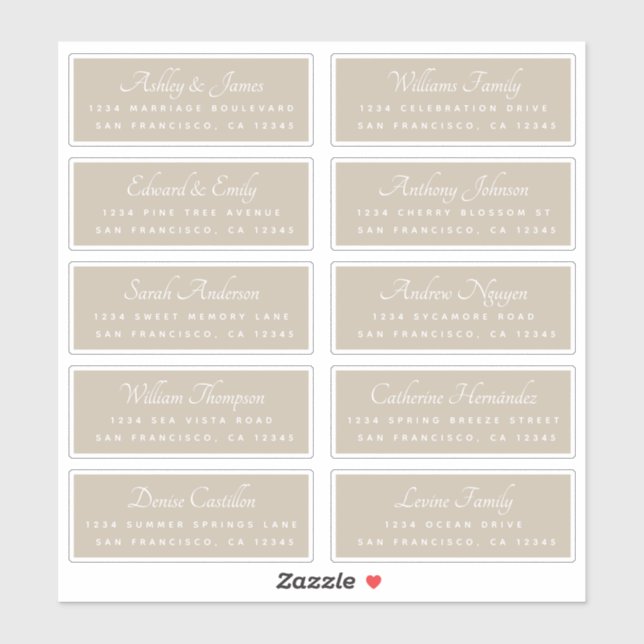 Calligraphy Guest Address Labels ORDER ON 8" or 6" (Sheet)
