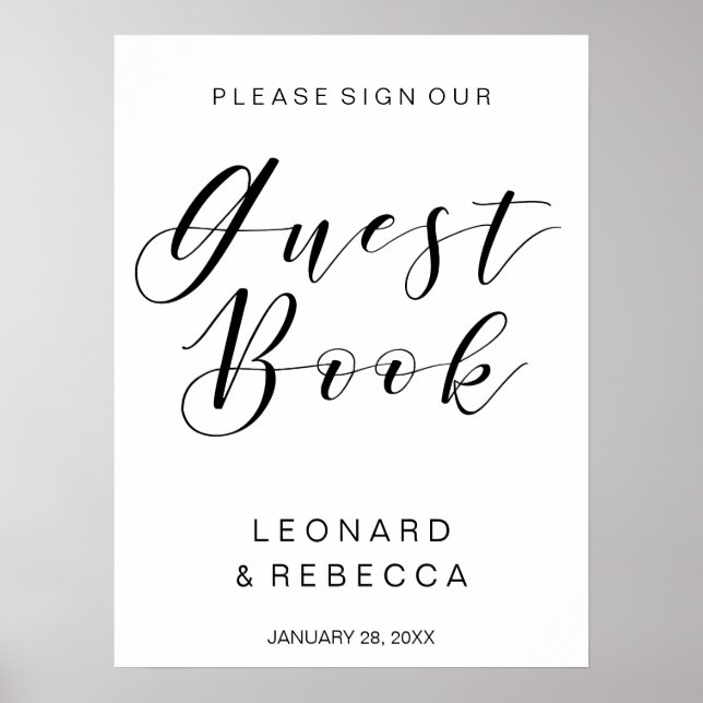 Calligraphy GUEST BOOK wedding sign (Front)