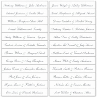 Calligraphy Guest Names Labels Transparent