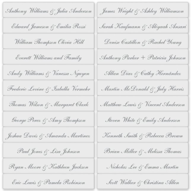 Calligraphy Guest Names Labels Transparent (Front)