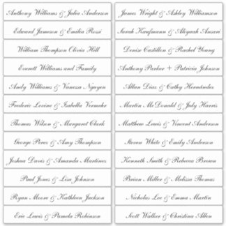 Calligraphy Guest Names Labels White