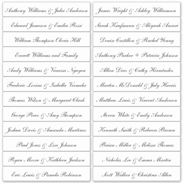 Calligraphy Guest Names Labels White (Front)
