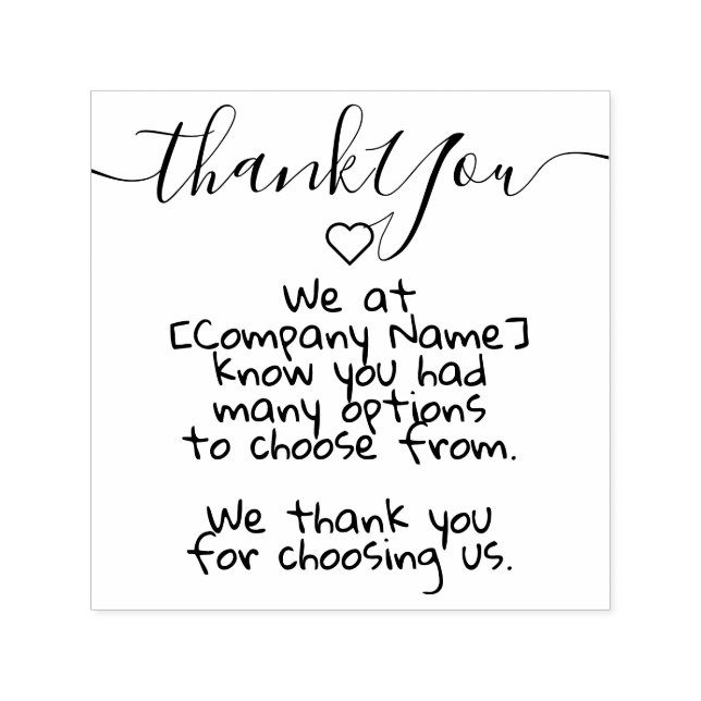 Calligraphy Hand Lettering Thank You Text Label  Self-inking Stamp (Design)
