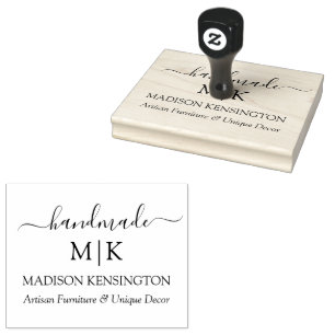 Calligraphy Handmade Monogram or Add Logo Business Rubber Stamp