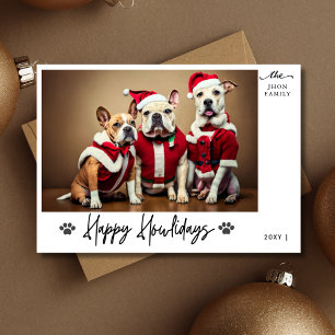 Calligraphy Happy Howlidays Funny Pet Dog Photo  Holiday Card