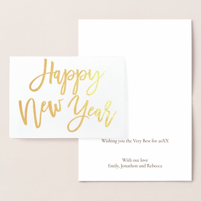 Calligraphy Happy New Year Gold Real Foil Card (Display)