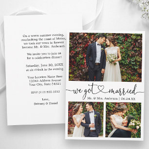 Calligraphy Heart 3 Photos Wedding After Party Announcement