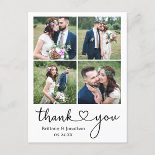 Calligraphy Heart 4 Photo Thank You Wedding  Postcard