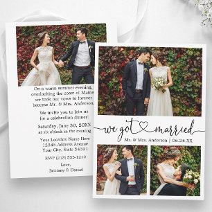 Calligraphy Heart 4 Photo Wedding After Party Announcement