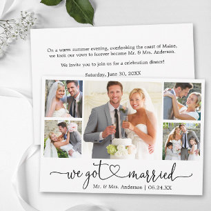 Calligraphy Heart 5 Photo Wedding After Party Announcement