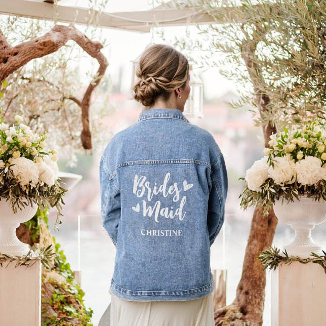 Calligraphy Heart Bridesmaid for Wedding Denim Jacket (Creator Uploaded)