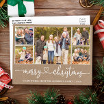 Calligraphy Heart Christmas Kraft 5 Photo Holiday Postcard<br><div class="desc">Modern Calligraphy Heart Script Merry Christmas Kraft 5 Photo Holiday Postcard</div>