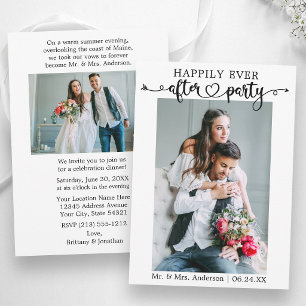 Calligraphy Heart Happily Ever After Party 2 Photo Announcement