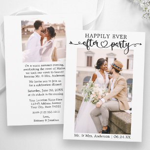 Calligraphy Heart Happily Ever After Party Photo Announcement