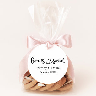 Calligraphy Heart Love Is Sweet Wedding Favour Tags