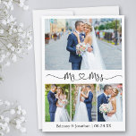 Calligraphy Heart Mr. and Mrs. 4 Photo Wedding Thank You Card<br><div class="desc">Modern Minimalist Simple Calligraphy Script Mr. and Mrs. Heart Wedding Bride and Groom 4 Photo Thank You Card</div>