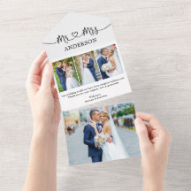 Calligraphy Heart Mr. Mrs. 4 Photo All In One Card
