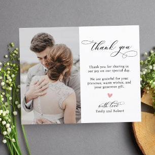 Calligraphy Heart Photo Budget Wedding Thank You Flyer