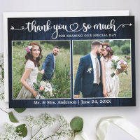 Calligraphy Heart Script Blue Wood 2 Photo Wedding