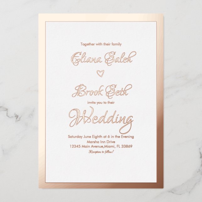 Calligraphy Heart Script Modern Wedding Pressed   (Front)