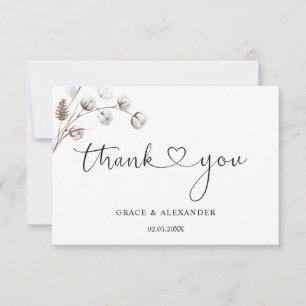 Calligraphy Heart Script Wedding Thank You Card