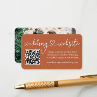 Calligraphy Heart Wedding Web QR Photo Terracotta