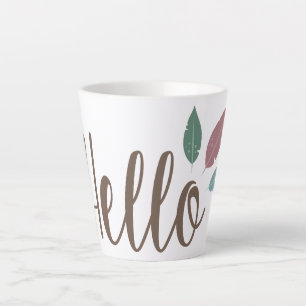 Calligraphy hello boho feathers  latte mug