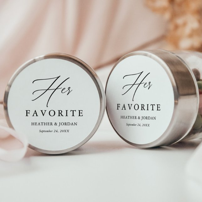 Calligraphy Her Favourite Wedding Treat Box Classic Round Sticker (Creator Uploaded)
