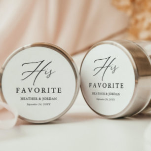 Calligraphy His Favourite Wedding Treat Box Classic Round Sticker