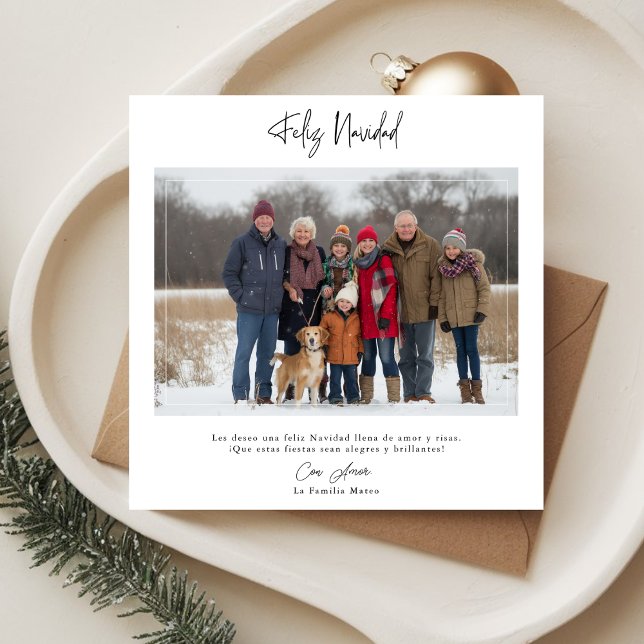 Calligraphy Hispanic Feliz Navidad Christmas Photo Holiday Card (Creator Uploaded)