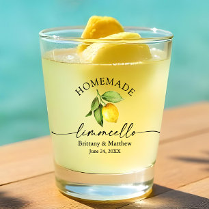 Calligraphy Homemade Limoncello Watercolor Lemon  Shot Glass