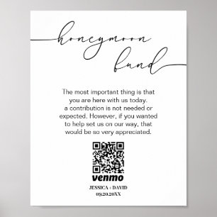 Calligraphy Honeymoon Fund QR Code Sign