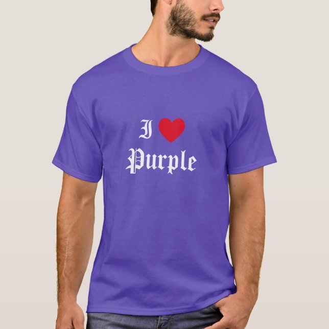 Calligraphy I Love Purple T-Shirt (Front)