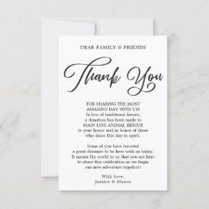 Calligraphy In Lieu of Favours Thank You Place Car Announcement