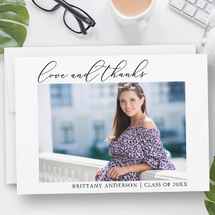 Calligraphy Ink Love and Thanks Photo Graduation Thank You Card