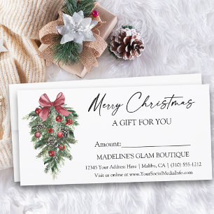 Calligraphy Ink Pine Christmas Gift Certificate