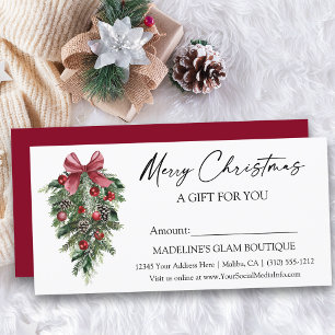 Calligraphy Ink Pines Christmas Gift Certificate