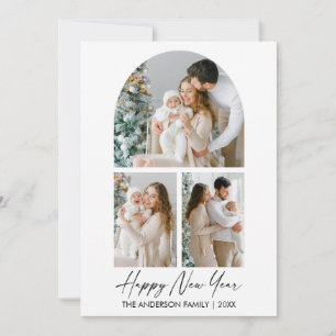Calligraphy Ink Script 3 Photo Arch New Year Holiday Card