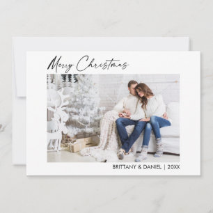 Calligraphy Ink Script Christmas Couple Photo Holiday Card