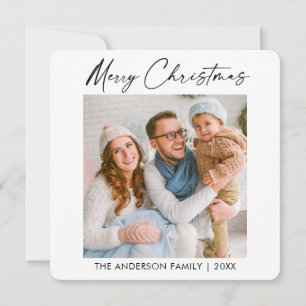 Calligraphy Ink Script Christmas Photo Minimalist Holiday Card