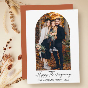 Calligraphy Ink Script Photo Arch Thanksgiving Holiday Card